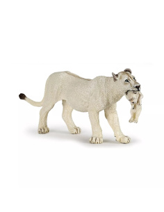 Figurine Lionne Blanche Lionceau Papo - Félins Rares