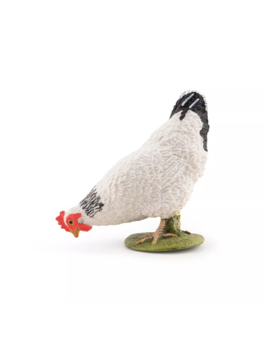Figurine Poule Blanche Picorant Papo - Galliforme Domestique