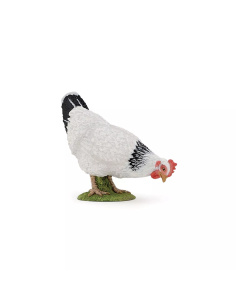 Figurine Poule Blanche Picorant Papo - Galliforme Domestique