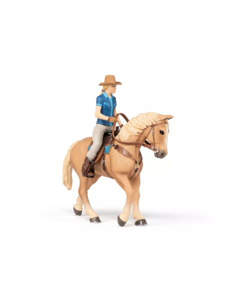Cheval western et cavalière – Figurine Papo 51566