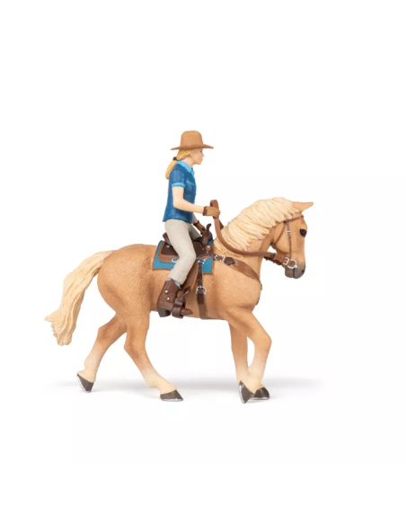 Cheval western et cavalière – Figurine Papo 51566