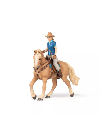 Cheval western et cavalière – Figurine Papo 51566