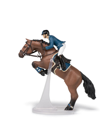 Cheval de saut d’obstacle et son cavalier – Figurine Papo 51562
