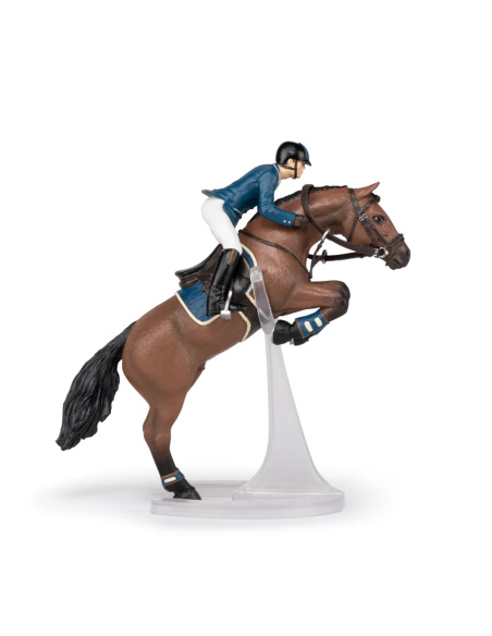 Cheval de saut d’obstacle et son cavalier – Figurine Papo 51562