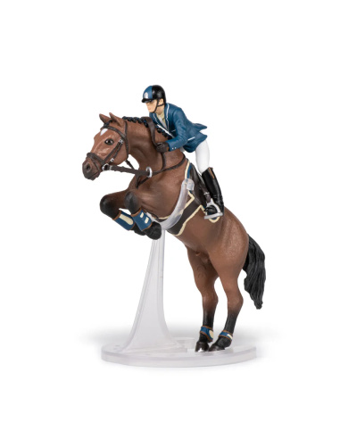 Cheval de saut d’obstacle et son cavalier – Figurine Papo 51562
