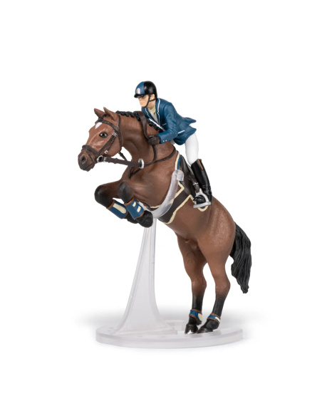 Cheval de saut d’obstacle et son cavalier – Figurine Papo 51562