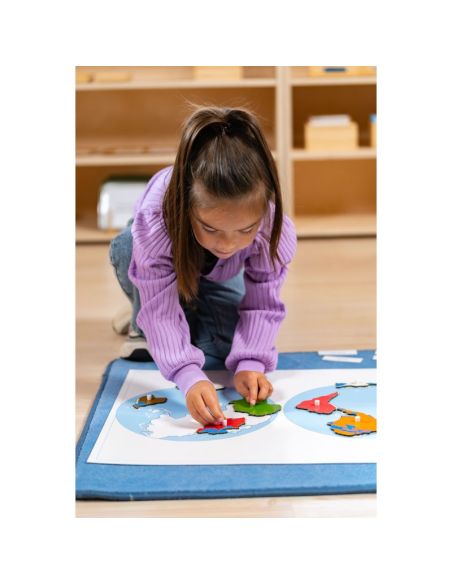 Planisphère Montessori Nienhuis - Carte Puzzle Géographique | Découverte Mondiale pour Enfants