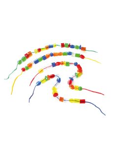 Lot perles transparentes - 70 perles 4 cordons cylindre 2,5 x 2 cm - Matériel Pédagogique