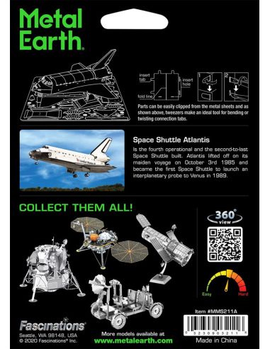 Navette Atlantis Metal Earth couleur sur socle, maquette 3D sans colle (14+)