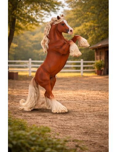 Figurine Jument Gypsy Vanner Alezane Cabrée | CollectA Deluxe 1:12
