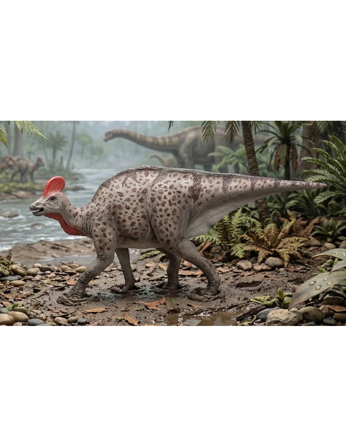 Figurine Magnapaulia CollectA 80055 vue de profil, hadrosaure géant Crétacé supérieur