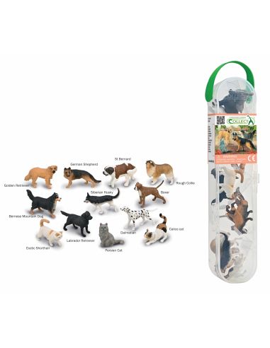 Tube 12 Figurines Mini Chiens et Chats | CollectA A1232