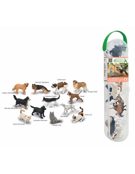 Tube 12 Figurines Mini Chiens et Chats | CollectA A1232