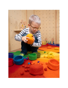 Grand tapis laine arc-en-ciel 150 cm — Jeu libre dès 1 an