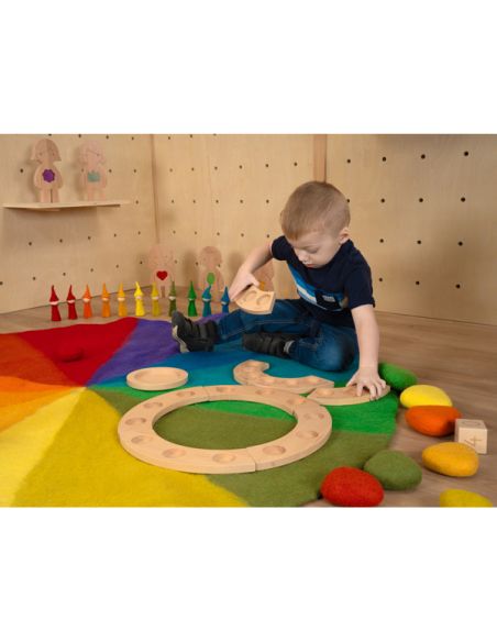 Grand tapis laine arc-en-ciel 150 cm — Jeu libre dès 1 an