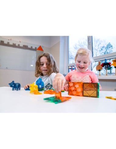 Tuiles magnétiques Safari MagGenius — 38 pièces | Animaux interchangeables & imprimés