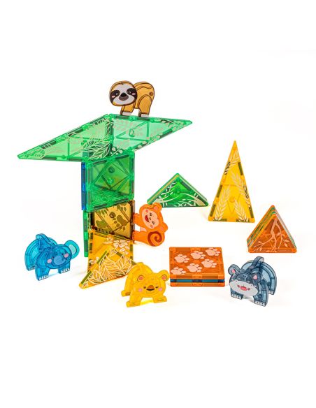 Tuiles magnétiques Safari MagGenius — 38 pièces | Animaux interchangeables & imprimés