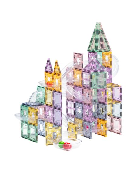 Piste à billes magnétique pastel 100 pcs | Tubes & château