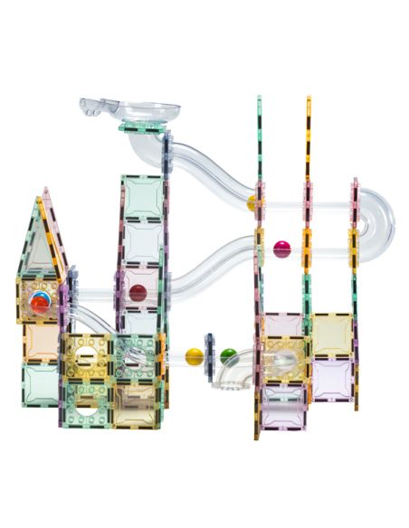 Piste à billes magnétique pastel 100 pcs | Tubes & château