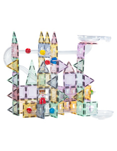 Piste à billes magnétique pastel 100 pcs | Tubes & château