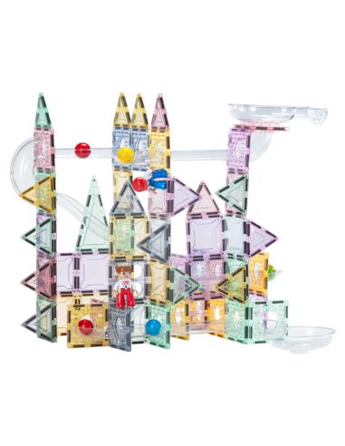 Piste à billes magnétique pastel 100 pcs | Tubes & château