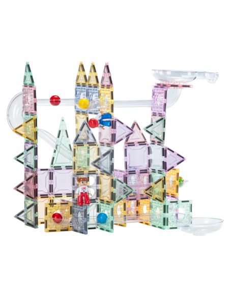 Piste à billes magnétique pastel 100 pcs | Tubes & château