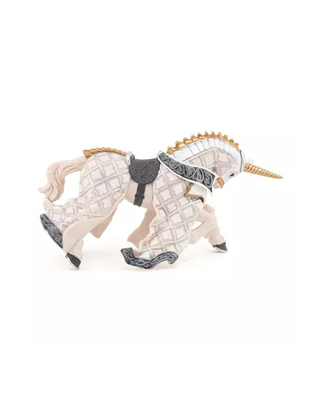 Cheval Maître Armes Cimier Licorne Papo 39916 | Médiéval