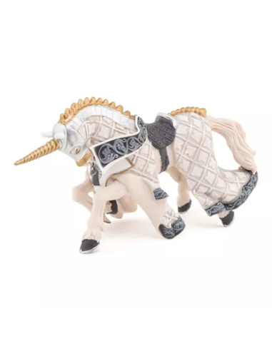 Cheval Maître Armes Cimier Licorne Papo 39916 | Médiéval