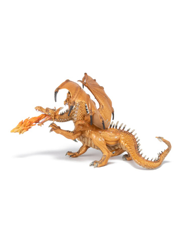 Dragon deux têtes or Papo 38938 — figurine fantastique, Le Médiéval