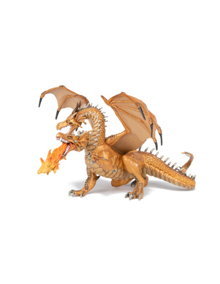 Dragon deux têtes or Papo 38938 — figurine fantastique, Le Médiéval