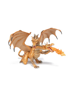 Dragon deux têtes or Papo 38938 — figurine fantastique, Le Médiéval