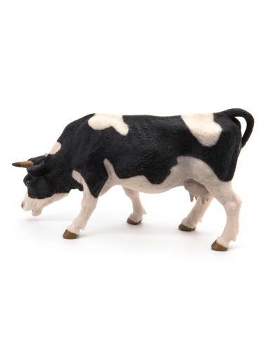 Figurine Vache noire et blanche broutant Papo 51150 — Figurine réaliste