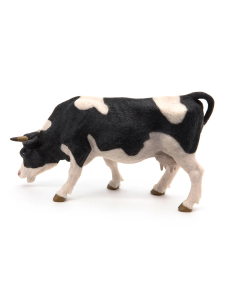 Figurine Vache noire et blanche broutant Papo 51150 — Figurine réaliste
