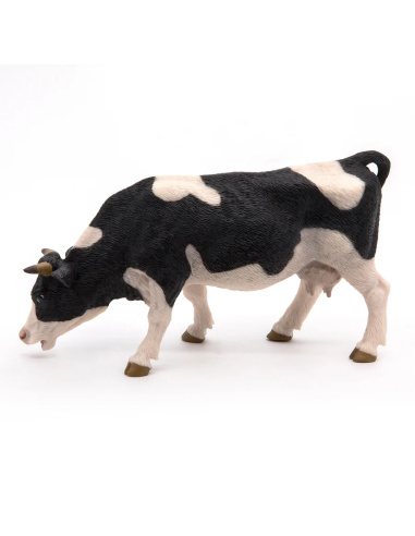 Figurine Vache noire et blanche broutant Papo 51150 — Figurine réaliste