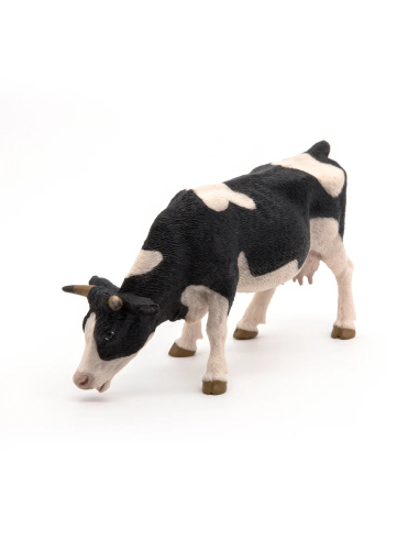 Figurine Vache noire et blanche broutant Papo 51150 — Figurine réaliste