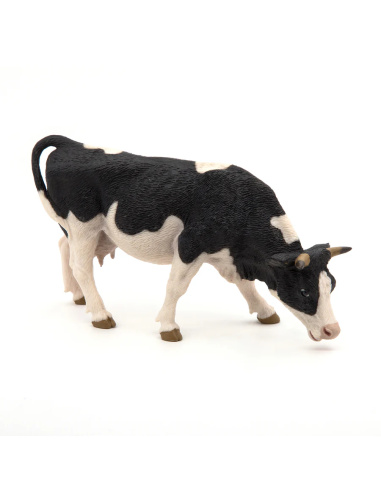 Figurine Vache noire et blanche broutant Papo 51150 — Figurine réaliste