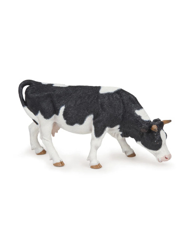 Figurine Vache noire et blanche broutant Papo 51150 — Figurine réaliste