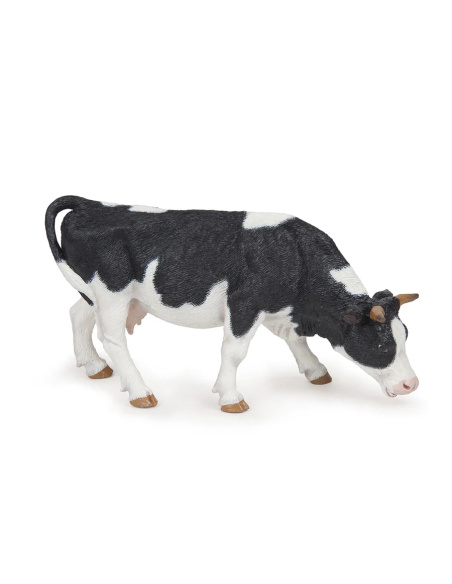 Figurine Vache noire et blanche broutant Papo 51150 — Figurine réaliste