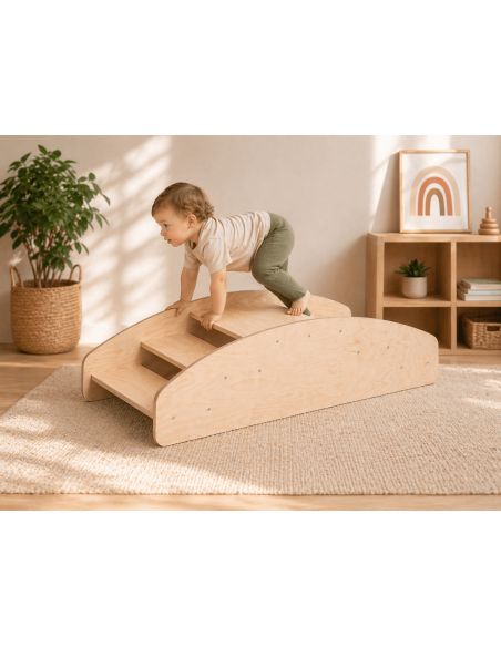 Pont d'escalade Pikler avec marches | MOVA bouleau 2-en-1