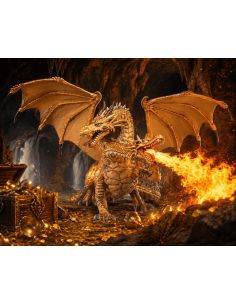 Dragon deux têtes or Papo 38938 — figurine fantastique, Le Médiéval 2