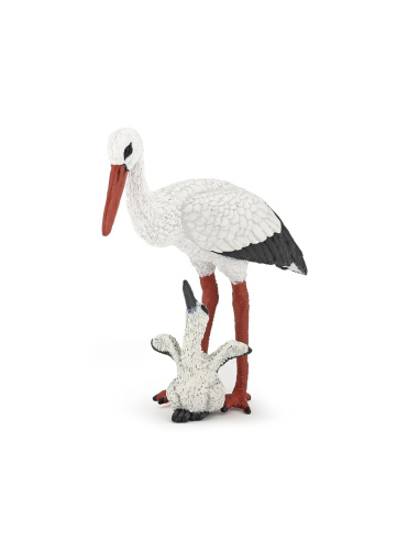 Figurine cigogne et son bébé Papo 50159 - Oiseau
