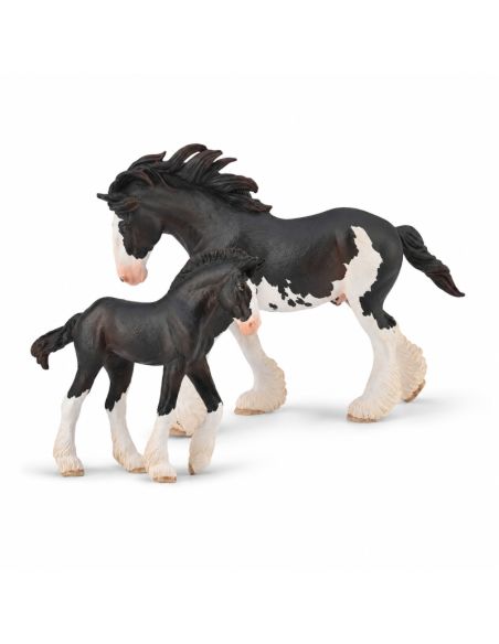 Lot Clydesdale Étalon + Poulain 1:20 - CollectA