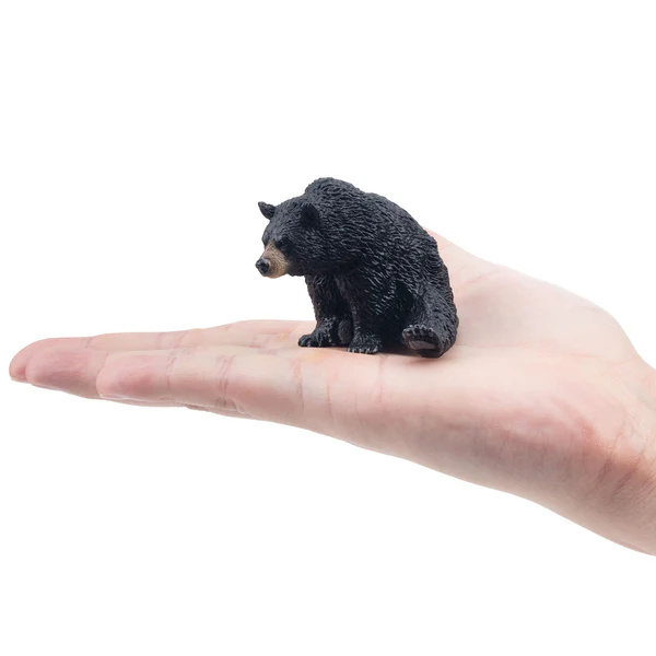 Figurine ours noir couché Toymany - Ours d'Amérique
