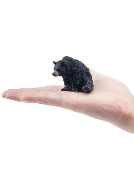 Figurine ours noir couché Toymany - Ours d'Amérique