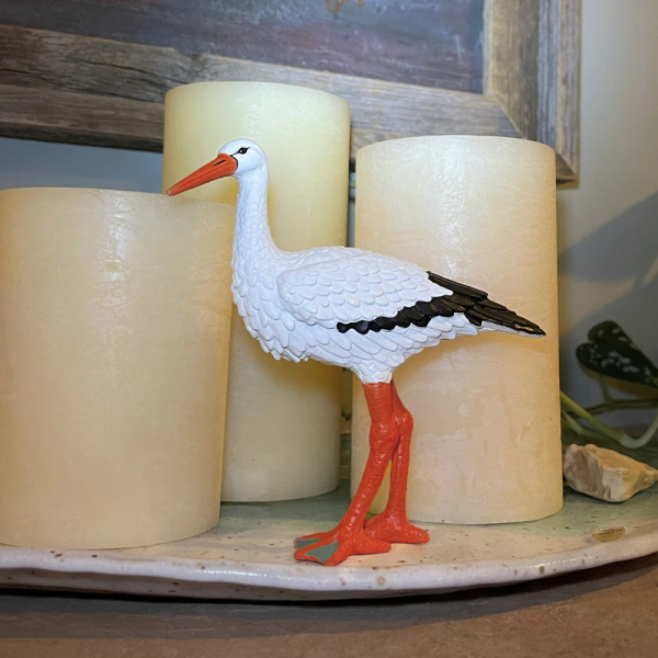 Figurine cigogne blanche Safari - Oiseau migrateur