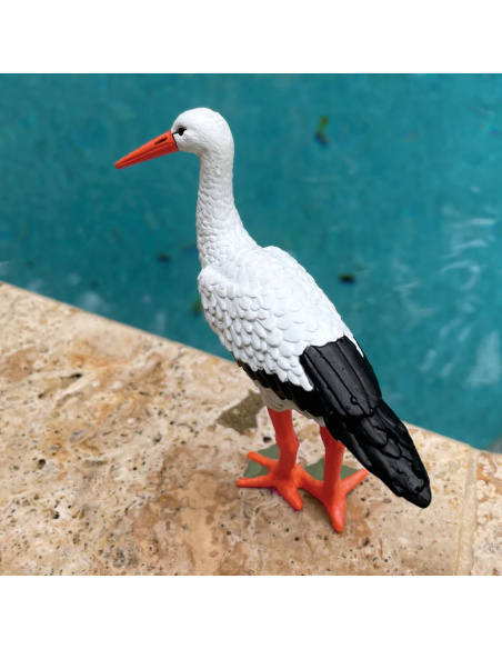 Figurine cigogne blanche Safari - Oiseau migrateur