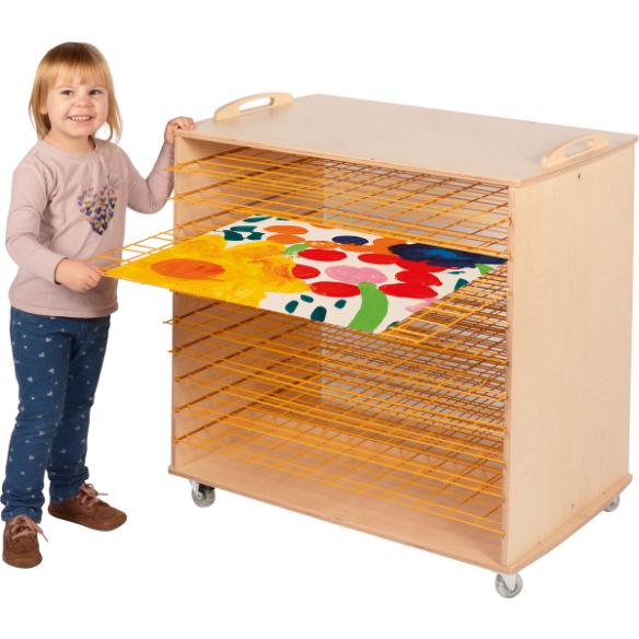 Chariot séchoir à dessins bois double face A2 10 grilles | LesMinis