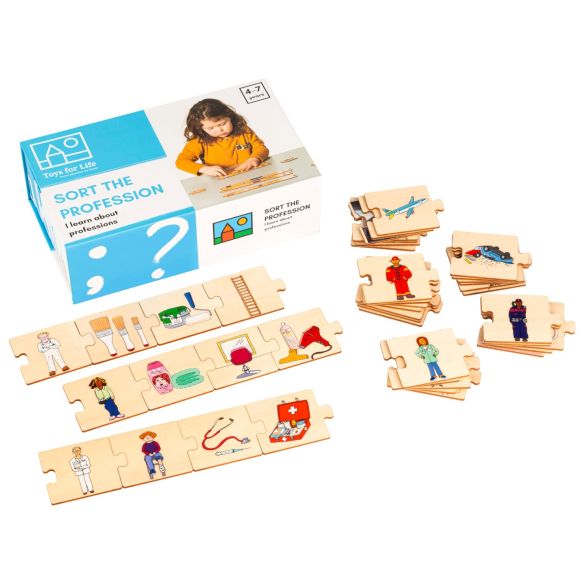 Puzzle des métiers en bois : jeu Trier les professions