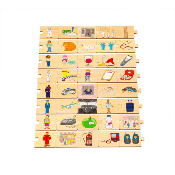 Puzzle des métiers en bois : jeu Trier les professions