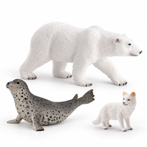 Pack figurines ours polaire, phoque et renard polaire